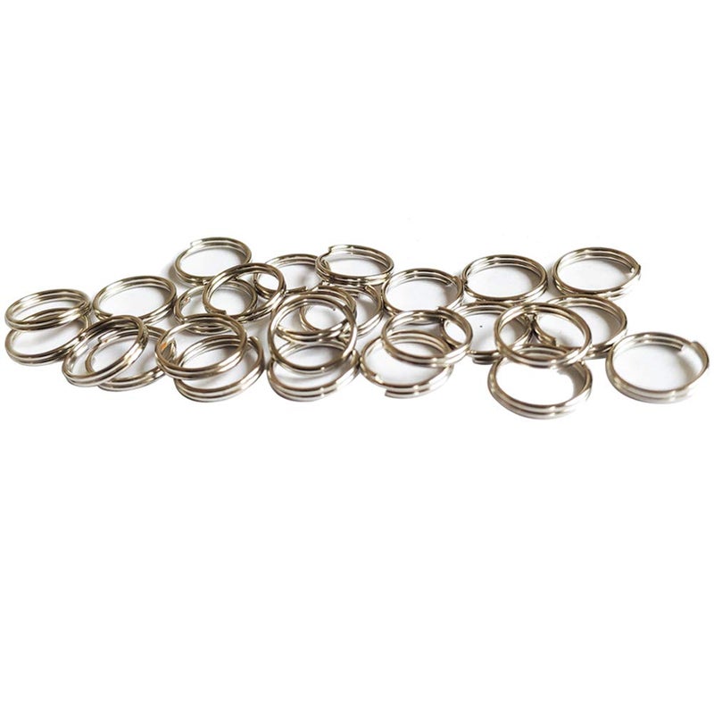 WUBOECE 300 PCS 8mm Metal Split Ring Nickel Plated Small Key Chain Ring Part for Connecting Clasps Charms Links and Ornament Crafts, Silver - Image 1
